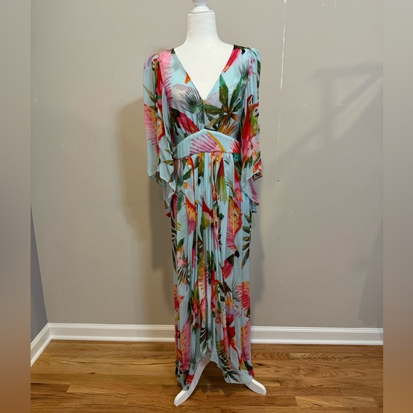 Farm Rio BLUE MACAW MAXI DRESS IN MULTI Size M - Picture 2 of 9